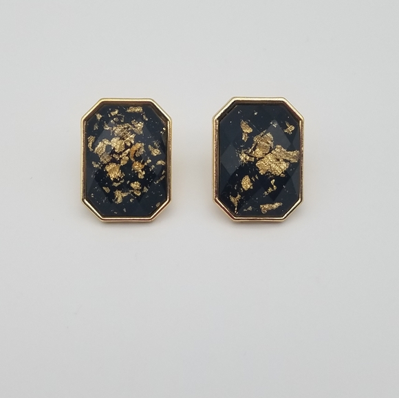 Black and Gold Stud Earrings (NWOT) - Picture 5 of 6